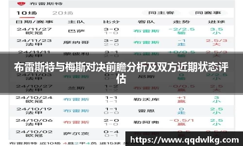 布雷斯特与梅斯对决前瞻分析及双方近期状态评估